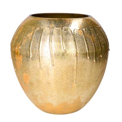 Vaas Oman Drip - goud - glas - druip effect - D26 x H26 cm - bloemenvaas