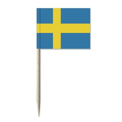 Cocktailprikkers vlag Zweden - 50x stuks - 8 cm vlaggetjes - landen decoratie - Prikkertjes