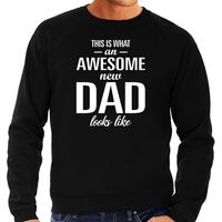 Awesome new dad trui zwart voor heren - papa in wording cadeau sweater 2XL  - - thumbnail