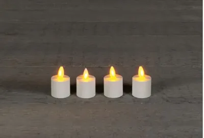 Anna&apos;s Collection LED theelicht oplaadbaar flame effect uitbreidingsset 5cm wit 4 stuks
