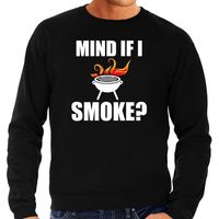 Mind if I smoke bbq / barbecue cadeau sweater / trui zwart voor heren