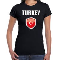 Turkije landen supporter t-shirt met Turkse vlag schild zwart dames 2XL  -