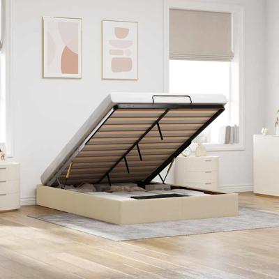 Bedframe zonder matras 140x200 cm stof crèmekleurig