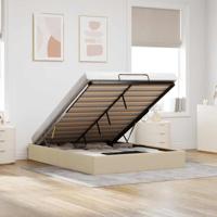Bedframe zonder matras 140x200 cm stof crèmekleurig