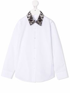 Philipp Plein Junior chemise New Baroque à col contrastant - Blanc