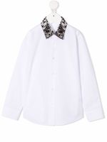 Philipp Plein Junior chemise New Baroque à col contrastant - Blanc