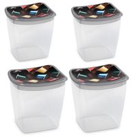 4x Koffiecups bewaarbakjes 1,1 liter transparant/grijs plastic