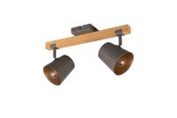 Trio SpotBell 2-lichts antiekgrijs met hout - 801900267