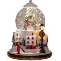 Anna's Collection Snowglobe landschap - wit - met sneeuwpop - 21 cm - sneeuwbol?lantaarn