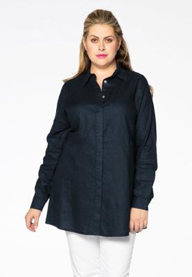 Yoek Overhemdblouse linnen | Blauw | Maat 46/48