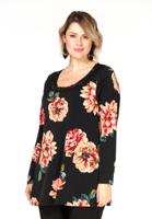 Yoek Tunic flare beaded BARI | Zwart | Maat 46/48