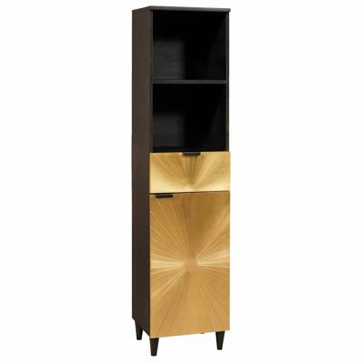 Badkamer Kast Zwart en Goud 38 x 33 x 160 cm massief mangohout