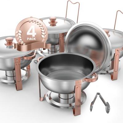 VEVOR Chafing Dish Set Buffet Voedselwarmer Roestvrij Staal 4.7L 4 stuks Roségoud