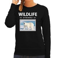 Ijsbeer sweater / trui met dieren foto wildlife of the world zwart voor dames - thumbnail