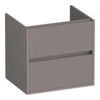 Brauer Adore Wavy - Onderkast - 60 cm - met 2 Softclose Lades Greeploos en 1 Sifon Uitsparing - Mat Taupe