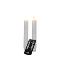 Dinerkaars wax led bewegende vlam op batterij met afstandsbediening 2 stuks h18 cm wit - Annas collection
