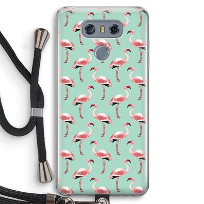 Flamingoprint groen: LG G6 Transparant Hoesje met koord