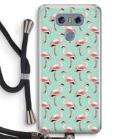 Flamingoprint groen: LG G6 Transparant Hoesje met koord