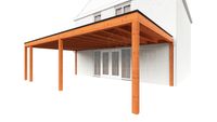 Trendhout Aanbouwveranda Modena 825x485 cm - model links- Plat dak- Hout- Trendhout