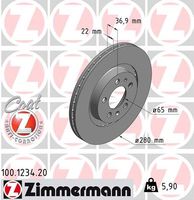 Remschijf COAT Z ZIMMERMANN, Remschijftype: Buiten geventileerd, u.a. für Audi, Skoda, VW, Seat