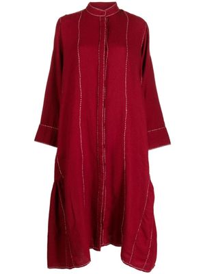 LOVEBIRDS robe courte boutonnée en laine - Rouge