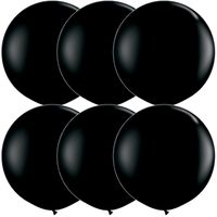 6x stuks qualatex mega ballon 90 cm diameter zwart - thumbnail