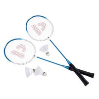 Donnay Badminton rackets - 2x stuks - blauw - 66 x 20 cm - met shuttels en draagtas