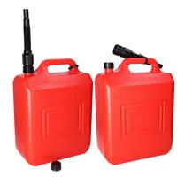 Jerrycan/benzinetank - 2x - 20 liter - knalrood - kunststof - met flexibele schenktuit