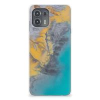 Motorola Edge 20 Lite | TPU | Siliconen hoesje | Marble Blue Gold