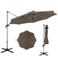 339cm Terrasparasol met Verstelbare Kanteling Robuuste Winddichte Aluminium Vrijdragende Parasol voor Achtertuin Tuin