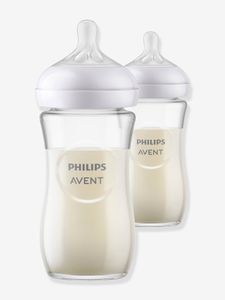 Set van 2 glazen flesjes 240 ml Philips AVENT Natural Response doorzichtig