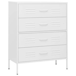 The Living Store Bijzetkast - Stalen constructie - 80 x 35 x 101.5 cm - Wit