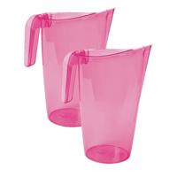 Hega Hogar Waterkan - 2x stuks - sapkan - roze - inhoud 1.75 liter - kunststof - karaf - pitcher