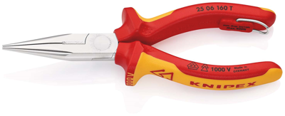 Knipex Platspitse Tang met Zijsnijder (Radiotang) | 160 mm Lengte | Geïsoleerd | Meercomponenten-Omhulling - 25 06 160 T