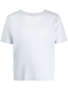 Homme Plissé Issey Miyake t-shirt nervuré à encolure ronde - Gris