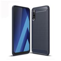 Geborsteld textuur koolstofvezel TPU Case voor Galaxy A70 (marineblauw)