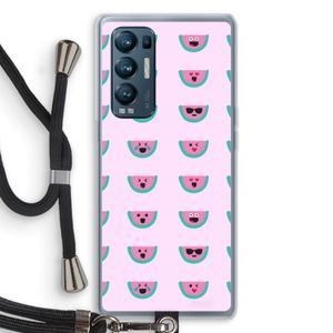 Smiley watermeloenprint: Oppo Find X3 Neo Transparant Hoesje met koord