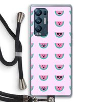Smiley watermeloenprint: Oppo Find X3 Neo Transparant Hoesje met koord