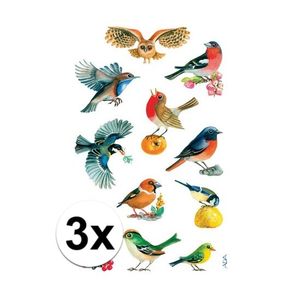 3x 3 vellen met vogel stickers