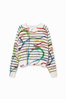 Korte trui arty strepen - WHITE - XXL Korte trui arty strepen - WHITE - XXL