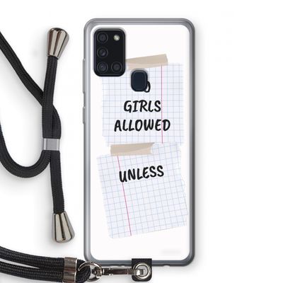 No Girls Allowed Unless: Samsung Galaxy A21s Transparant Hoesje met koord