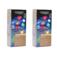 Draadverlichting lichtsnoer - 2x - zilver - 40 led lampjes - gekleurd - 195 cm - zilverdraad
