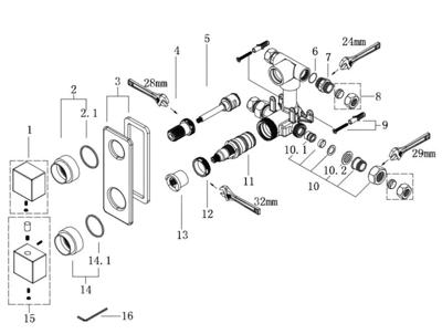 Wiesbaden Rombo inbouw 2-wegs douchethermostaat chroom Wiesbaden Rombo inbouw 2-wegs douchethermostaat chroom