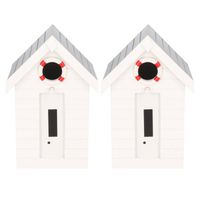 2x stuks wit vogelhuisje strandhuis voor kleine vogels 21 cm - Vogelhuisjes