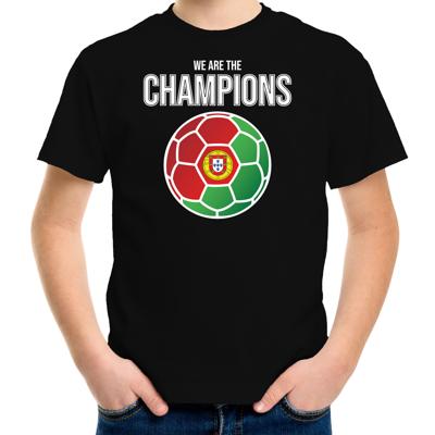 Portugal supporter t-shirt - we are the champions - Portugese vlag voetbal - zwart - kinderen
