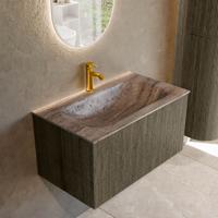 Badmeubel Mondiaz Kurve-Dlux | 80 cm | Meubelkleur Shadow | Wastafelkleur Oza | Solid surface | Wasbak midden spoelbak | 1 kraangat