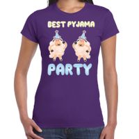 Bellatio Decorations Verkleed T-shirt voor dames - best pyjama party - paars - carnaval- foute party 2XL  - - thumbnail