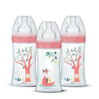 Set 3 biberon - DODIE - EB20 - 270 ml - Tettarella piatta - Rosa