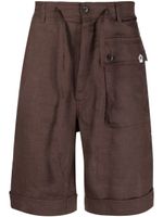 Gabriele Pasini short en lin à poches cargo - Marron