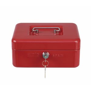 Geldkistje met 2 sleutels - rood - staal - muntbakje - 20 x 16 x 9 cm - inbraakbeveiliging   -